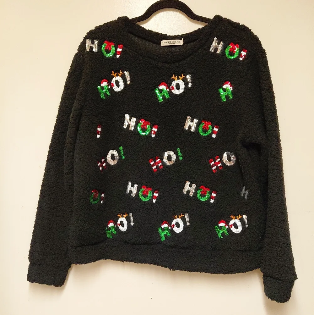 Christmas Festive Black Sweater with Holiday Accents Size XL - Picture 1 of 6